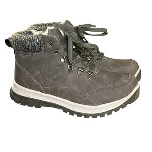 Absolute Women’s Gray Winter Hiking Boots Size 8 Faux Fur Lined Waterproof